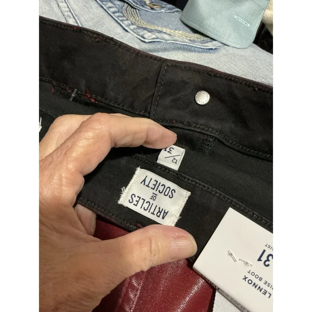 Articles Of Society Lennox High Rise Boot Cut Jeans/pants 12/31 Stretch Burgundy
